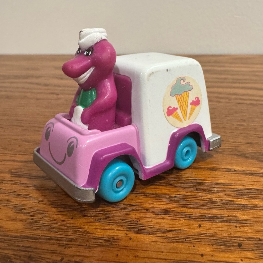 Vintage 1993 Barney & Friends Dinosaur Diecast Ice Cream Truck Toy Car Vehicle
